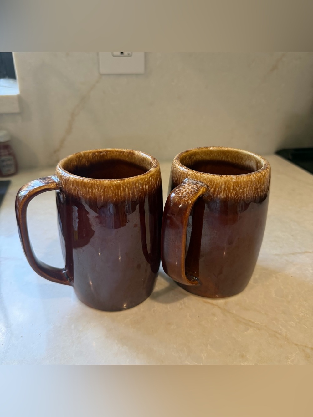 Vintage Hull Pottery Brown Drip Glaze Mug Set of 2